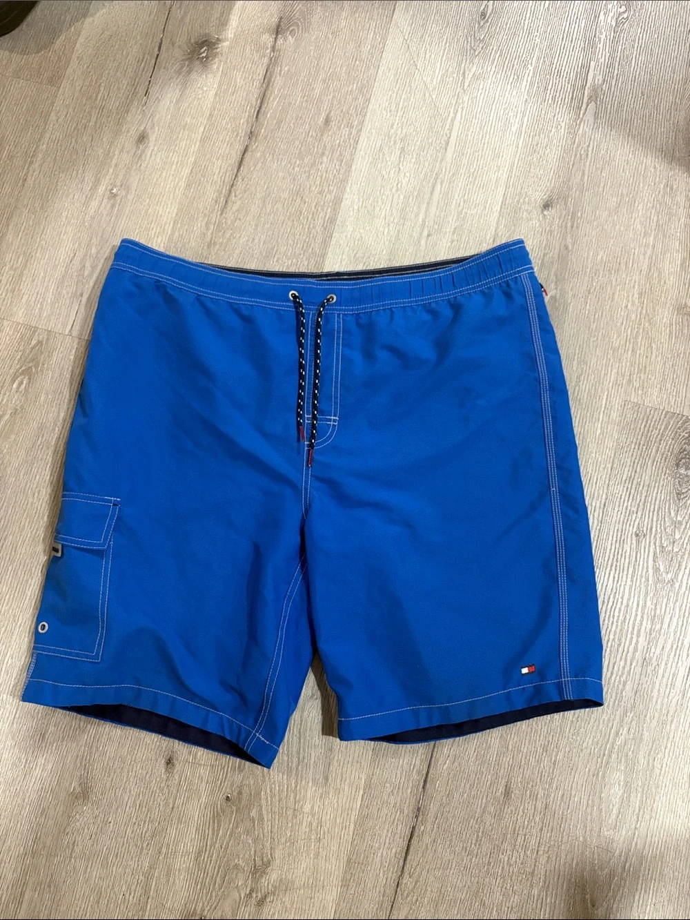 Tommy Hilfiger Men’s Royal Blue Swim Trunks with Drawstring